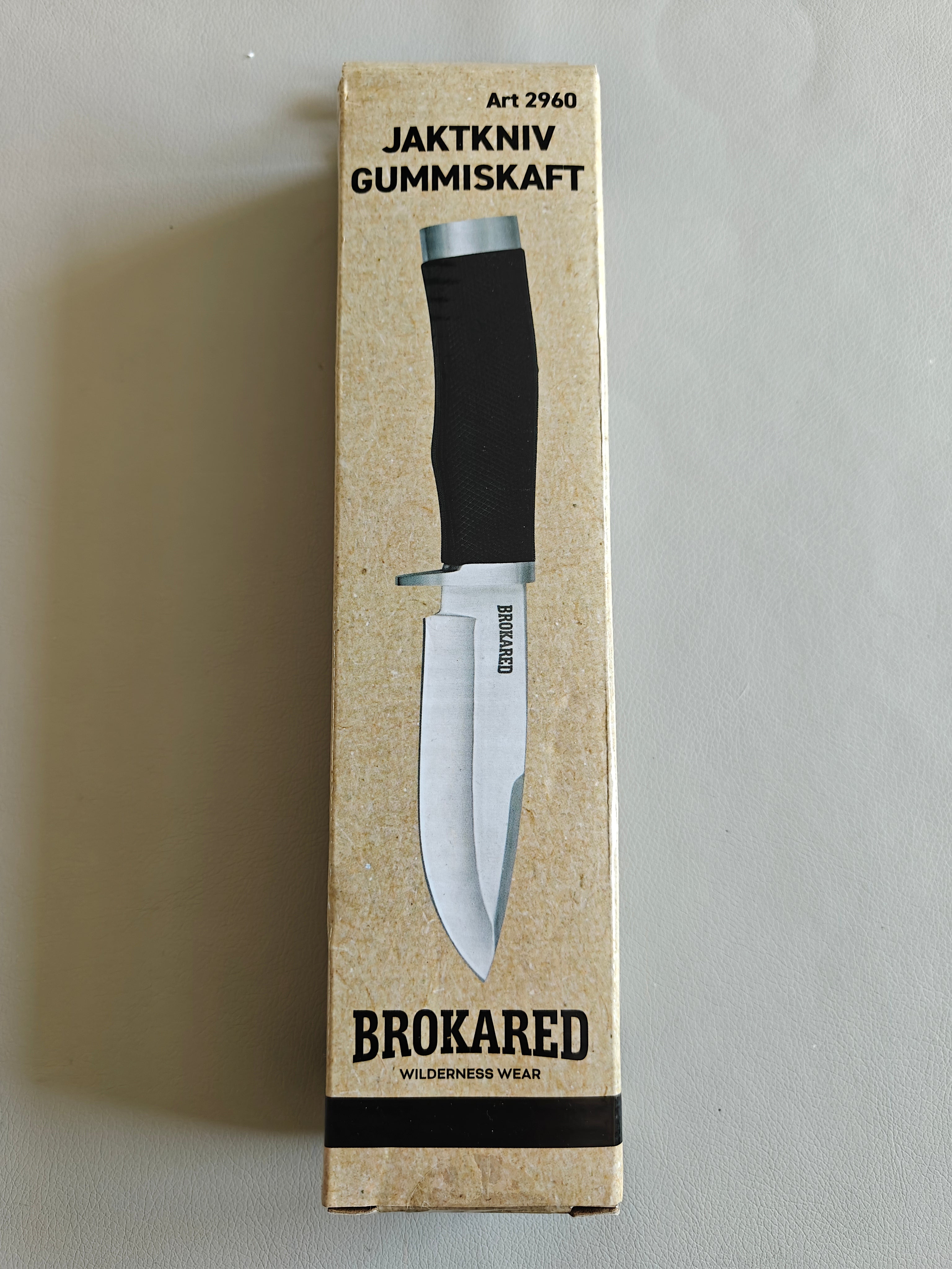 Brokared Jagtkniv m. Gummiskaft.